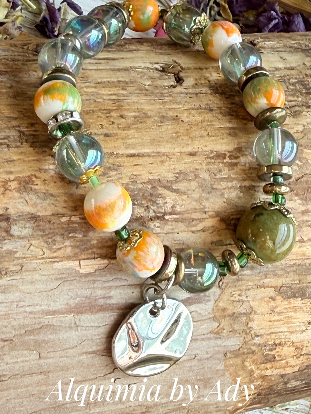 FALL + Mystic Aura quartz beaded gold charm bracelet